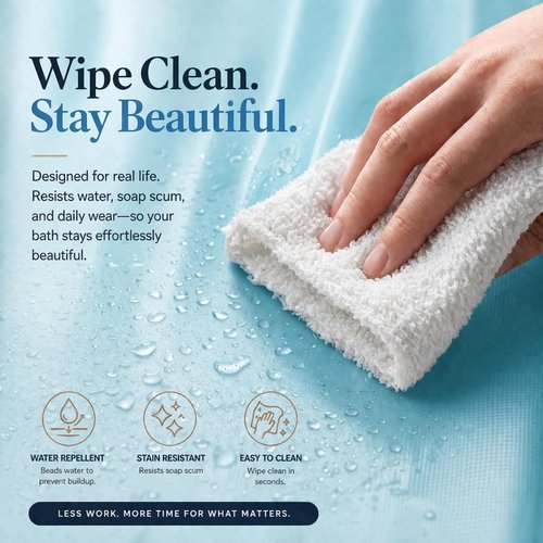 EHZNZIE Aqua Shower Curtain Liner - 72x72 Waterproof PEVA Bath Curtain with 3 Weighted Magnets & Rustproof Grommets