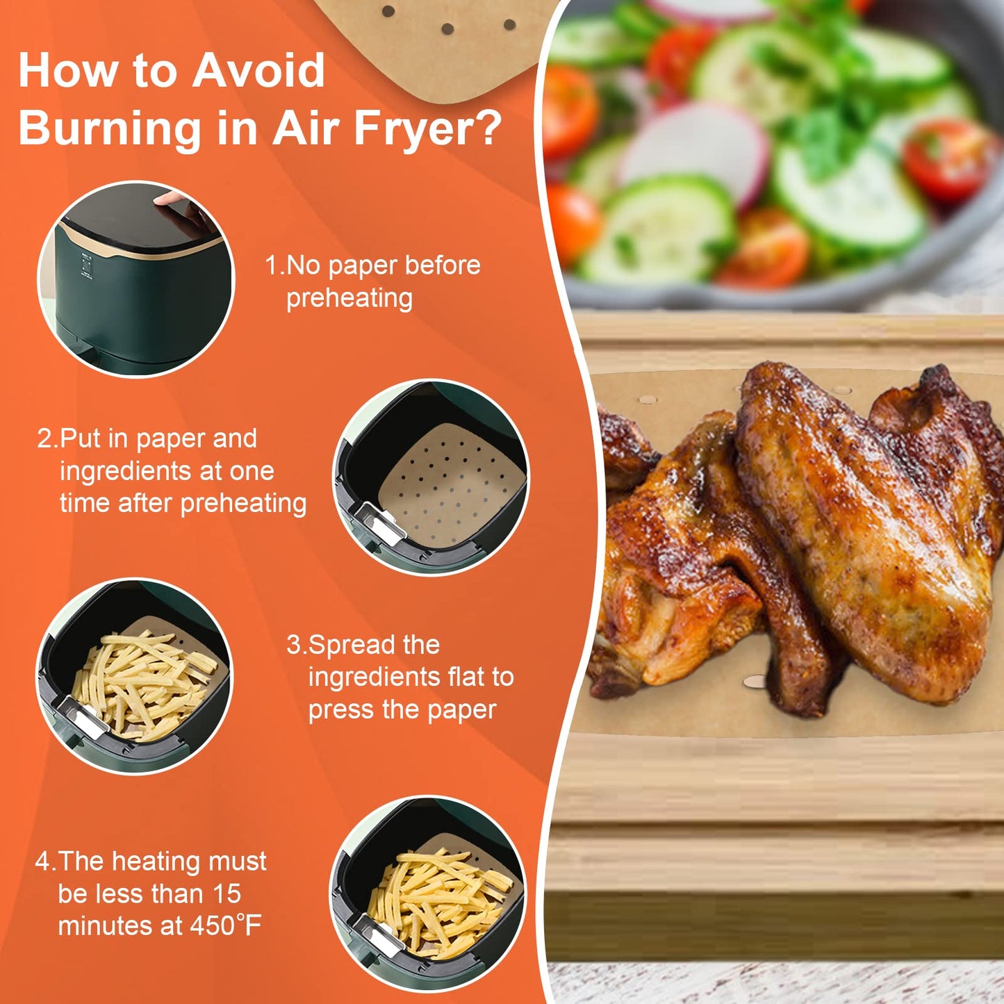 Numola 100 Pcs Air Fryer Liners Disposable Parchment Paper, 9 Inch Perforated Airfryer Sheets for Baking, Square Unbleached Non-Stick Steamer Liner for Oven, Microwave, Steaming Basket