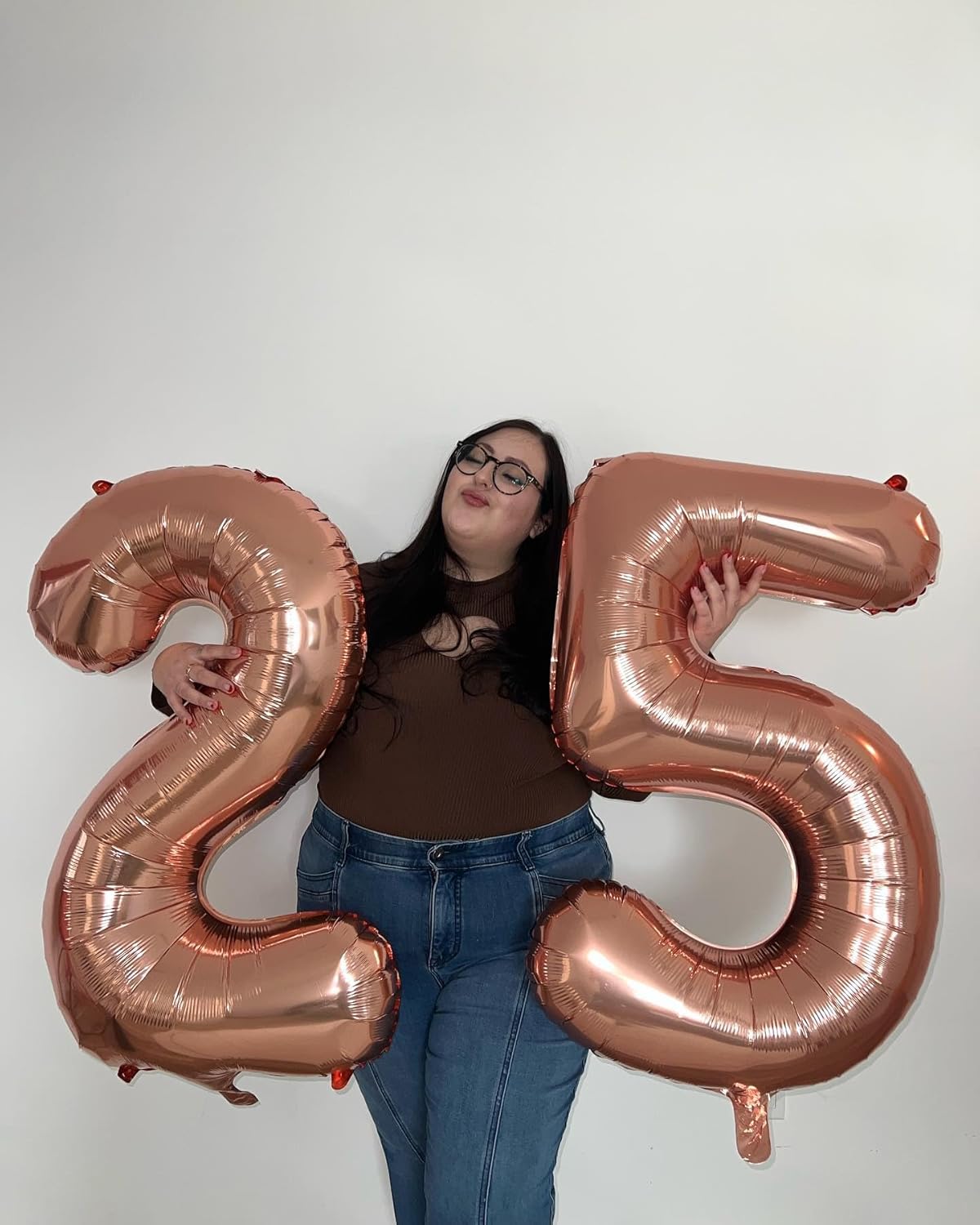 Rose Gold Number 25 Balloon - 40 Inch 25th Birthday Decoration for Men & Women