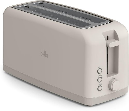 Bella 4-Slice Slim Toaster - 10” Long Slot with 6 Shade Settings, Reheat & Cancel Functions, Oatmilk