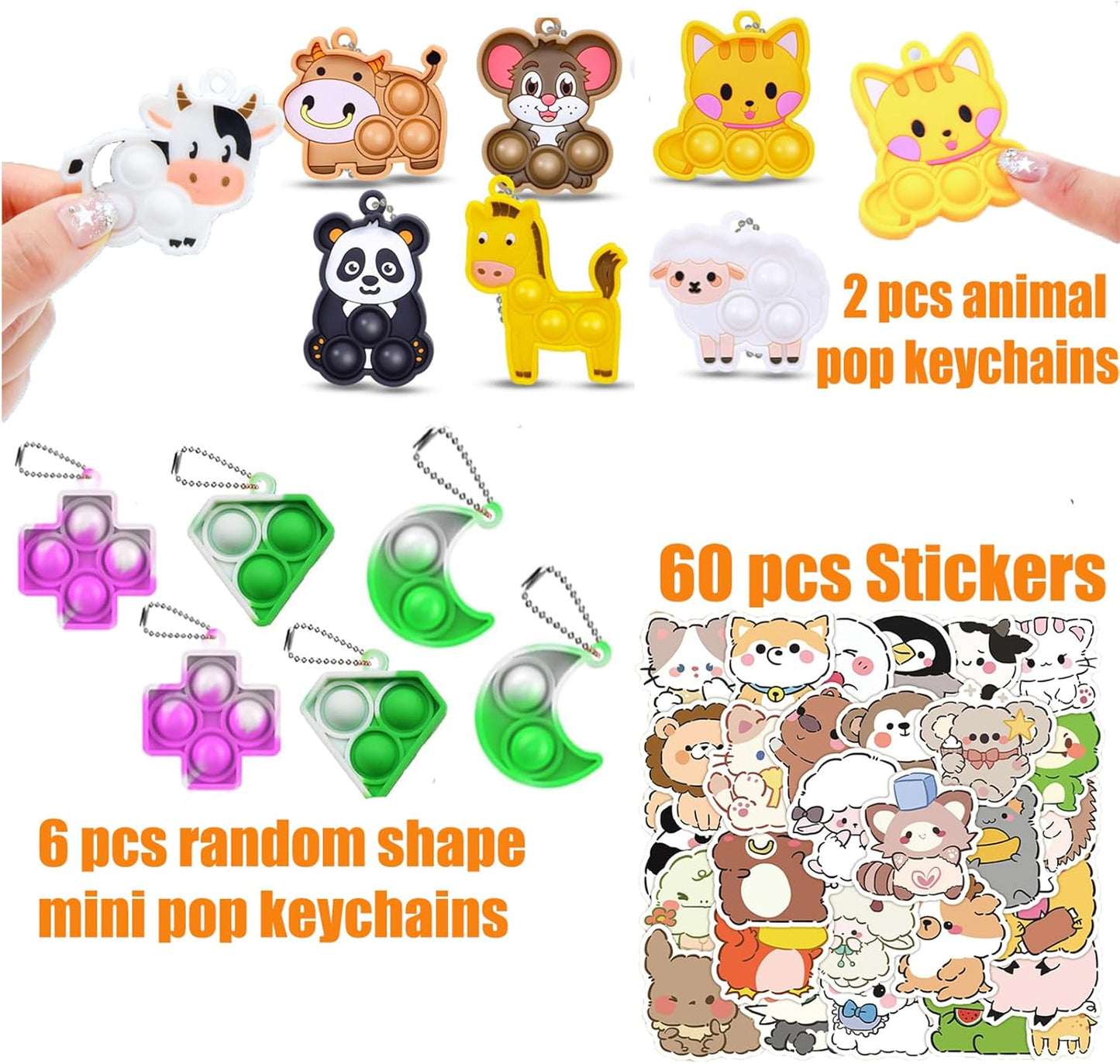 Pebatoor 124 PCS Pop Party Favors - Fidget Treasure Box Toys for Kids | Ideal for Goodie Bags & Prizes