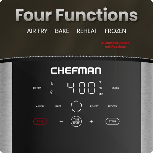 Chefman Air Fryer 8 Qt - TurboFry® 4-in-1 with 450°F Hi-Fry Option for Crispier Results | XL Nonstick Basket