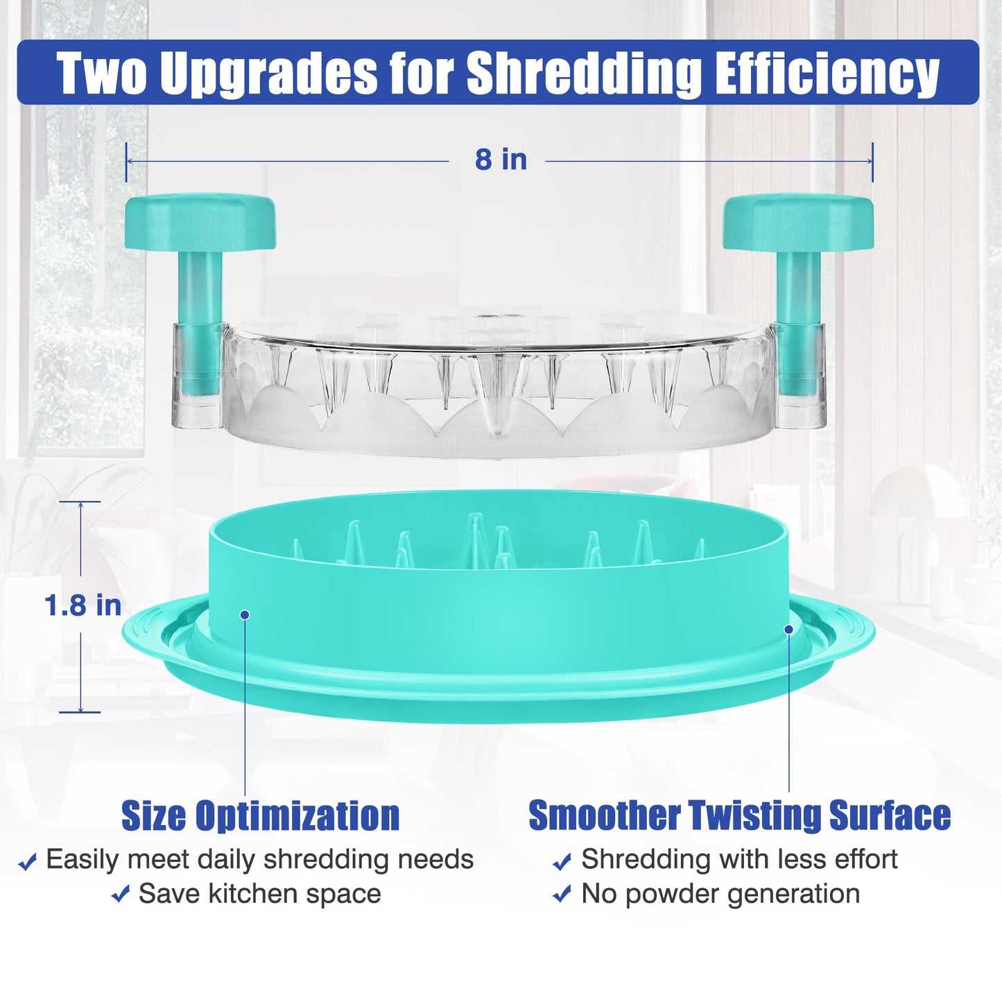 Chicken Shredder Tool Twist: 2026 Pro Food-Grade Visible Meat Shredder with Strong Anti-Slip Base, Ergonomic Handle, Chicken Breast Shredder, Suitable for Pork Beef Chicken (Green)