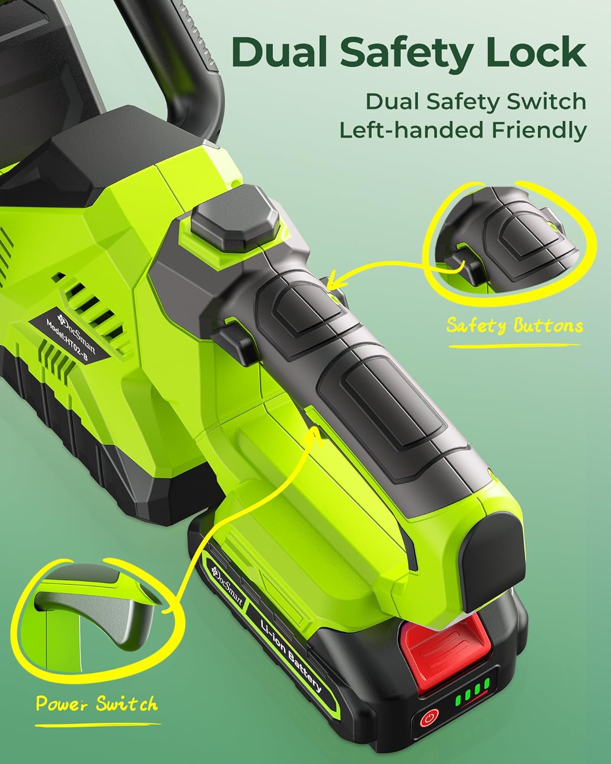 Skiennix 20'' Cordless Hedge Trimmer - 3000RPM Electric Clipper with 2 Rechargeable Batteries & 180° Rotatable Head - Green
