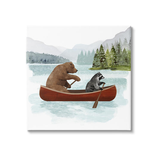 Stupell Industries Raccoon & Bear Canoeing Canvas Wall Art by Victoria Barnes