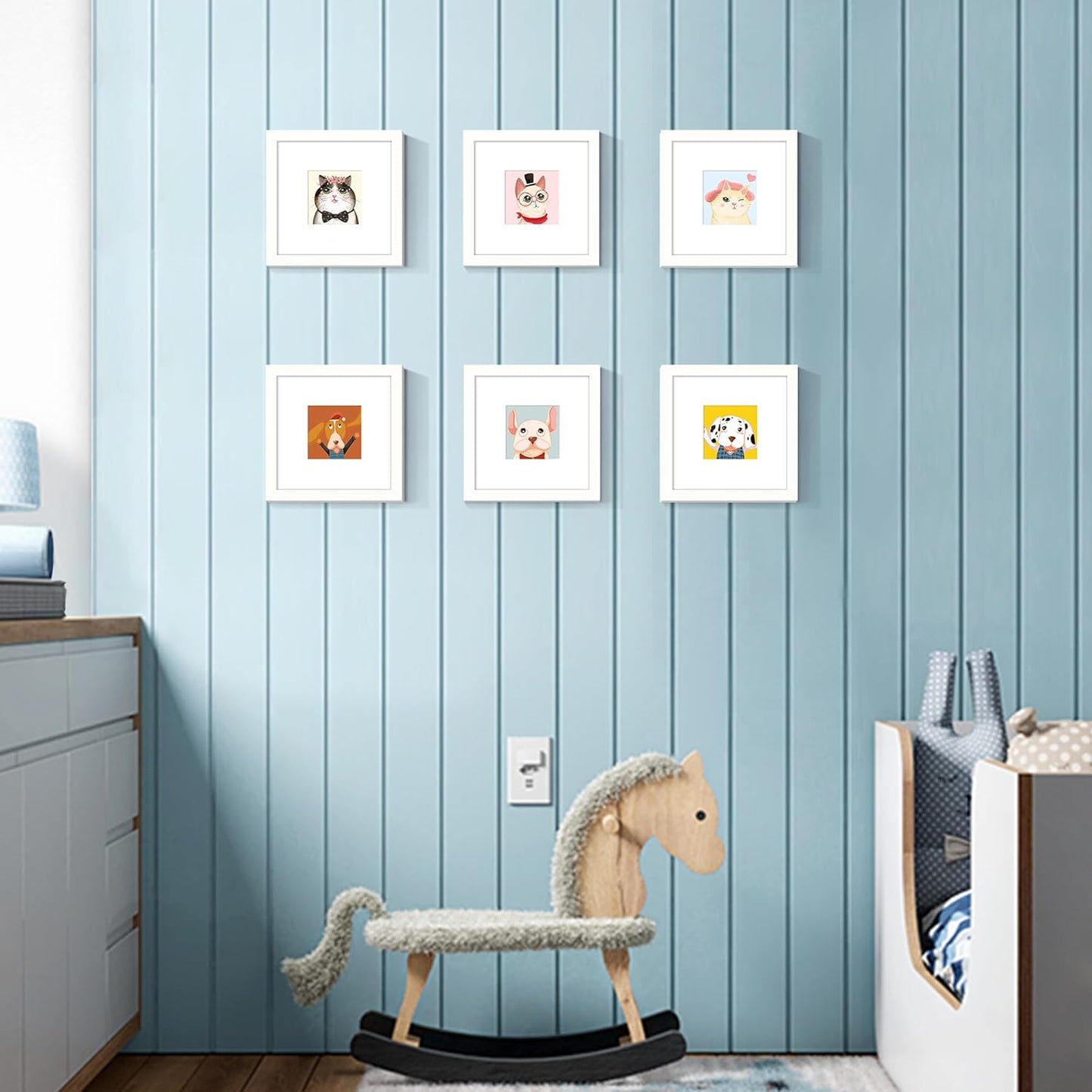 Upsimples 8x8 Picture Frame - Versatile Display for 4x4 or 8x8 Photos | White Wall Hanging Frame, 1 Pack