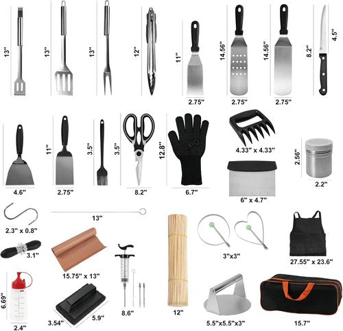 Blackstone 150-Piece Griddle Accessories Kit - Complete Flat Top Grill Set with Metal Spatulas & Basting Cover