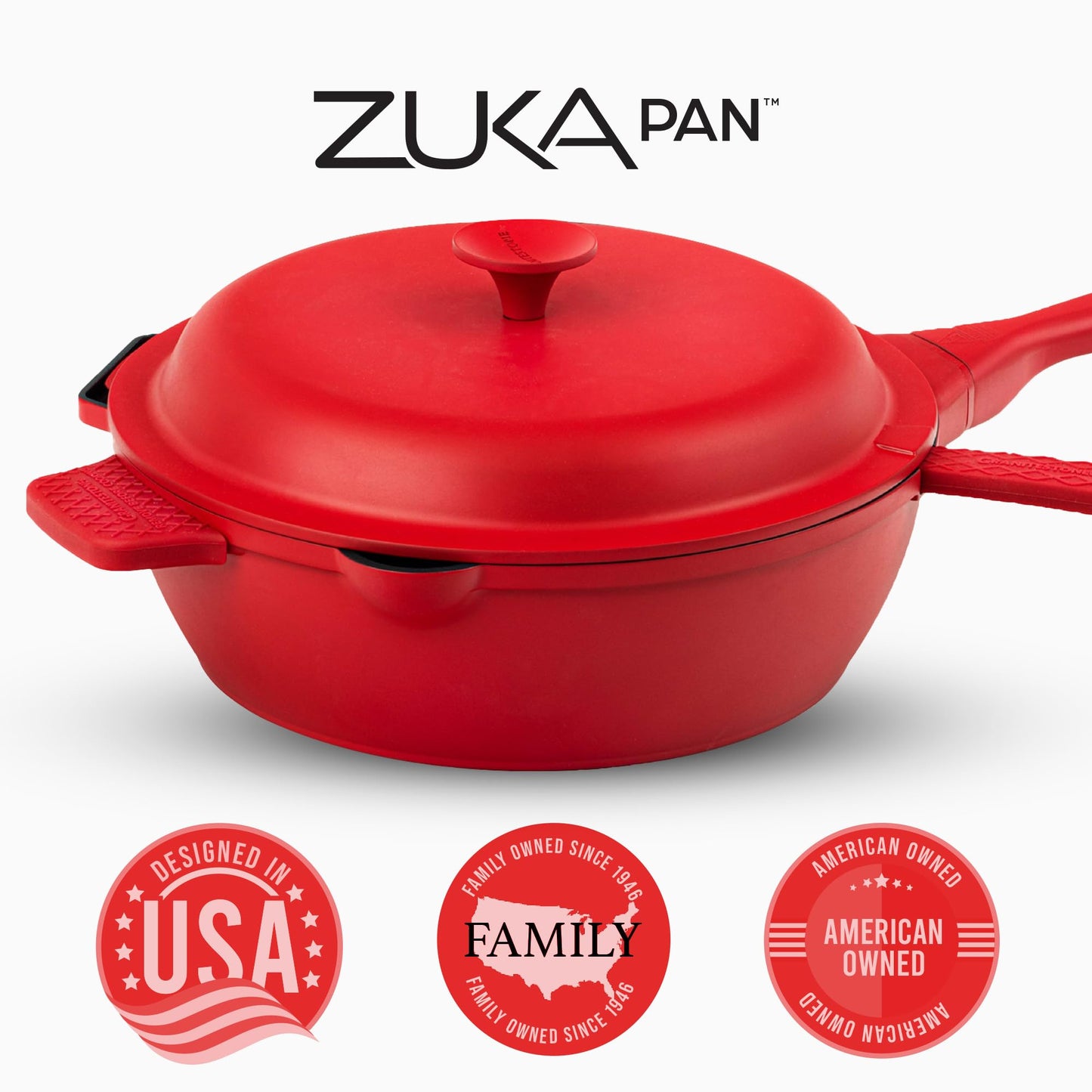 ZUKA 10 in 1 Ceramic Pan by Granitestone, Large 10 Inch Saute Pan with Lid Serves as Deep Frying Set with Steamer, Everyday Skillet, Non Toxic Ceramic Nonstick, Induction Oven & Dishwasher Safe