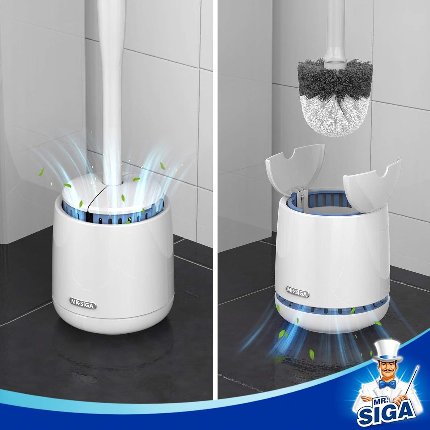 MR.SIGA Toilet Bowl Brush - Premium Quality Bathroom Cleaner with Solid Handle & Durable Bristles | White, 1 Pack