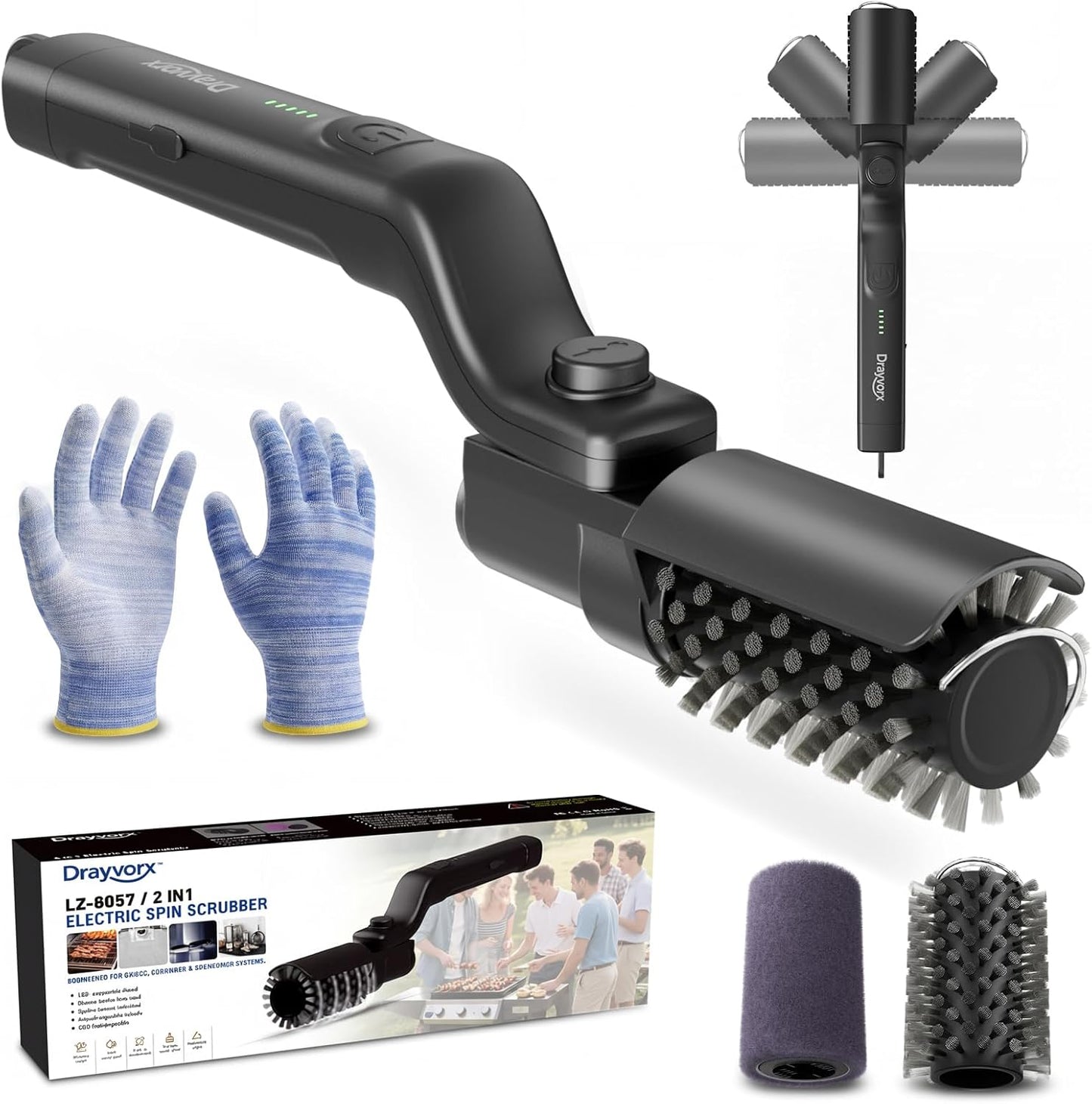 Skiennix Electric Grill Brush - High Torque BBQ Cleaner with 3-Speed Modes & Reinforced Bristles