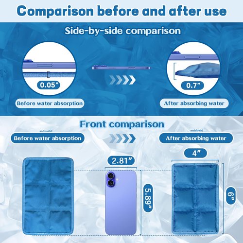 aadsioahd 4pcs Ice Packs for Lunch Boxes & Coolers - Reusable,Lightweight Cooler Ice Pack for Food Freshness, Drinks Freezer (6”x4”x0.7”) - Non-Toxic Cooler for Picnic, School, Sports & Camping