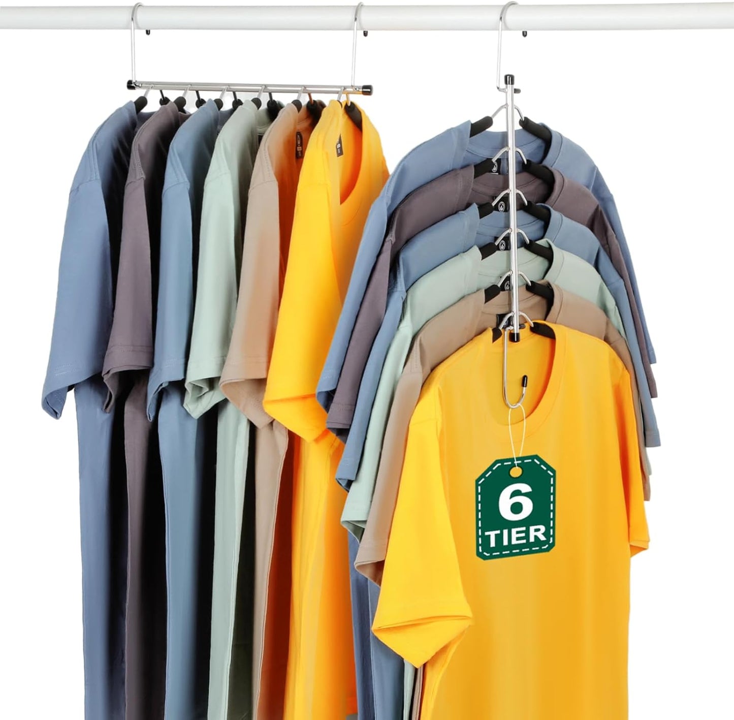 TOPIA HANGER Space-Saving Clothes Hangers - 6-Tier No-Slip Foam Padded Design | Closet Organizer for Men & Women (2 Pack)
