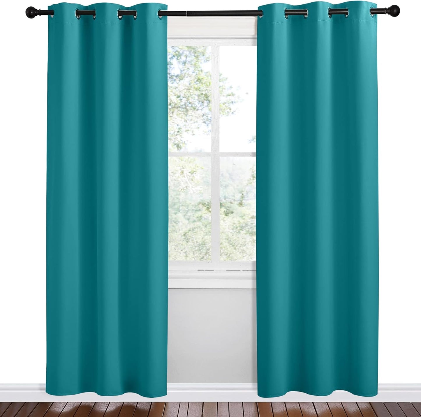 NICETOWN Room Darkening Curtains - Thermal Insulated Grommet Blackout Panels | 78 Inch, Peacock Teal, 2 Pieces