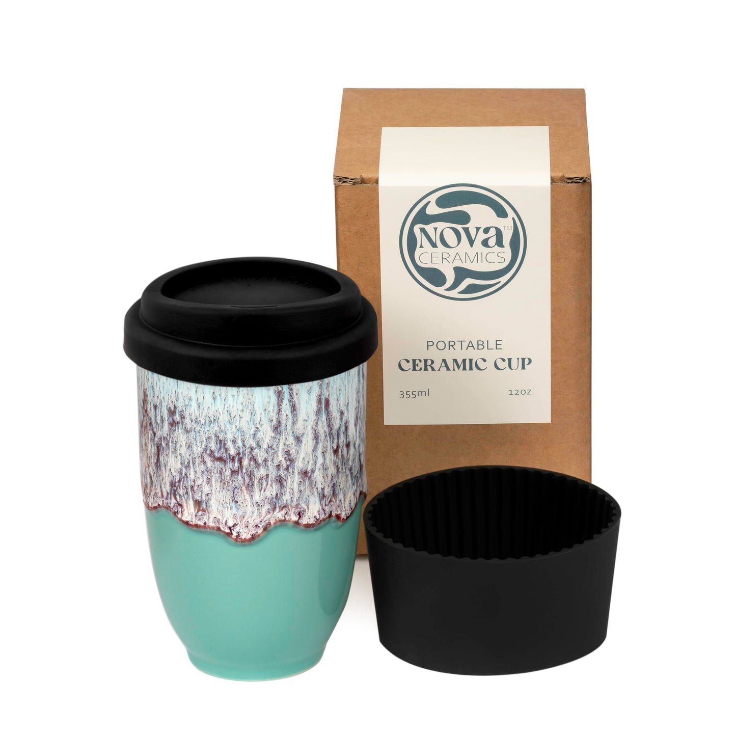 NOVA CERAMICS Travel Mug - Travel Coffee Mug – Reusable Coffee Cup Unique To Go Mug – Microwave & Dishwasher Safe Coffee Tumbler - Gifts For Women Men Him Her – 12oz - Nebula
