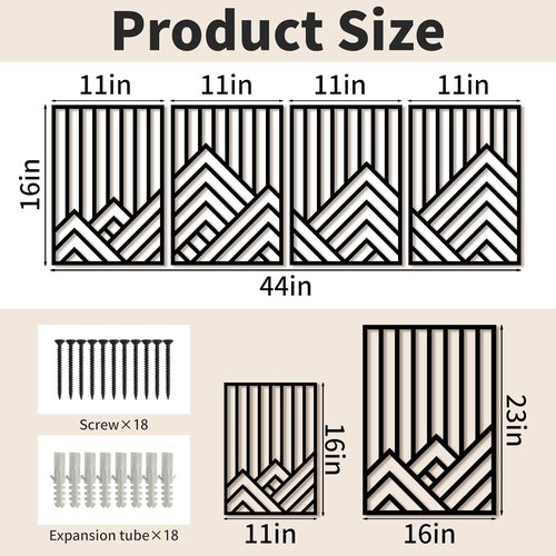 **Skiennix Abstract Black Metal Wall Decor - Minimalist 3D Mountain Line Art | 16"x11" for Living Room & Office**