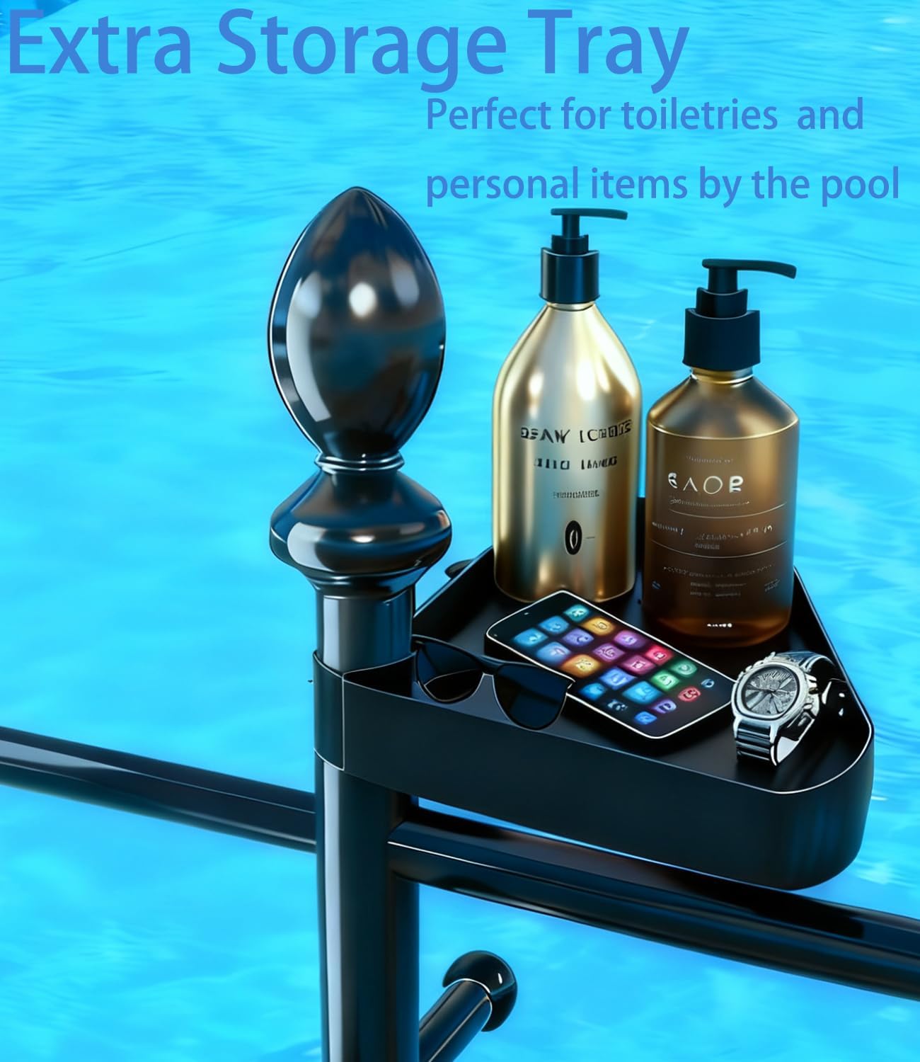 Skiennix Heavy-Duty Pool Towel Rack - 6 Bars with Top Tray | Durable Metal Stand for Hot Tubs & Pools