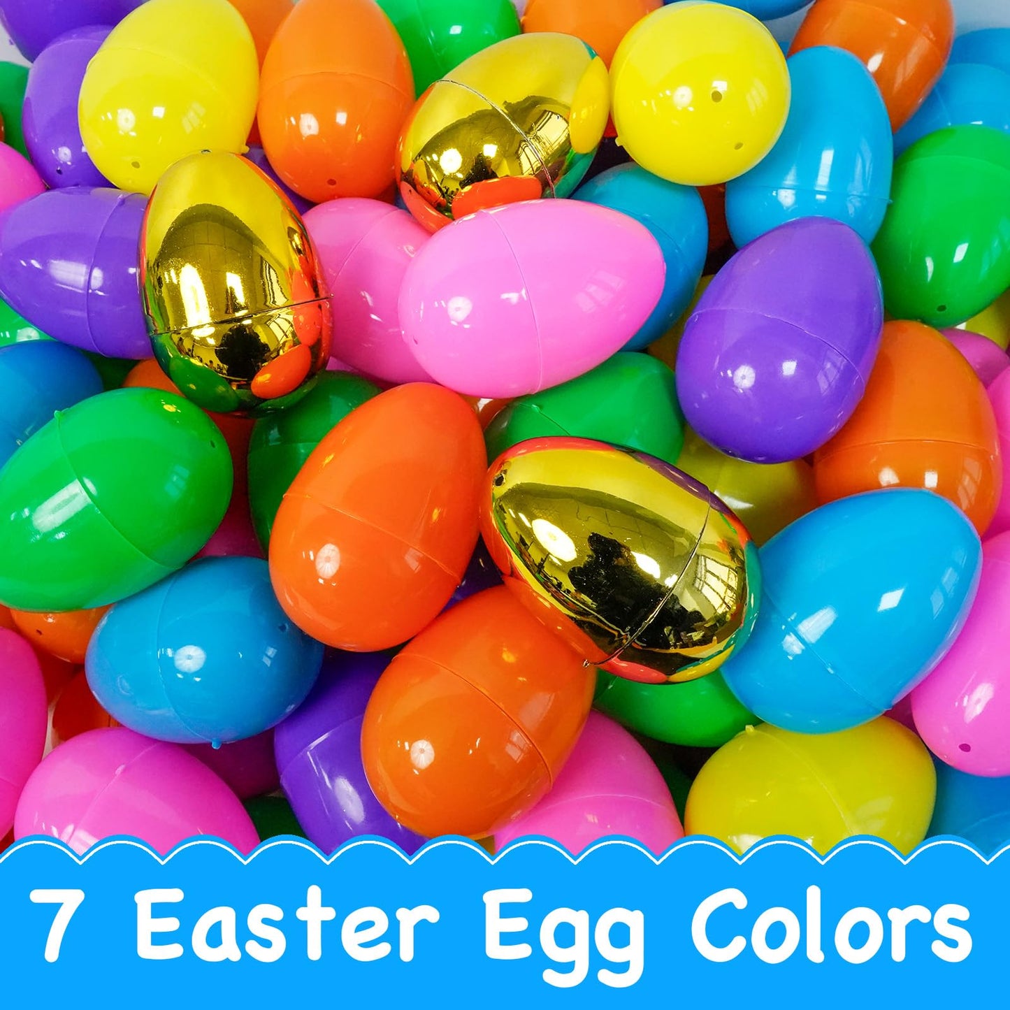 ZICZLI 200 PCS Fillable Plastic Easter Eggs with 6 Golden Eggs, 2.4 Inch Empty Colorful Eggs for Kids Boys Girls Easter Hunt Party Supplies Classroom Rewards Basket Stuffers Easter Party Favors