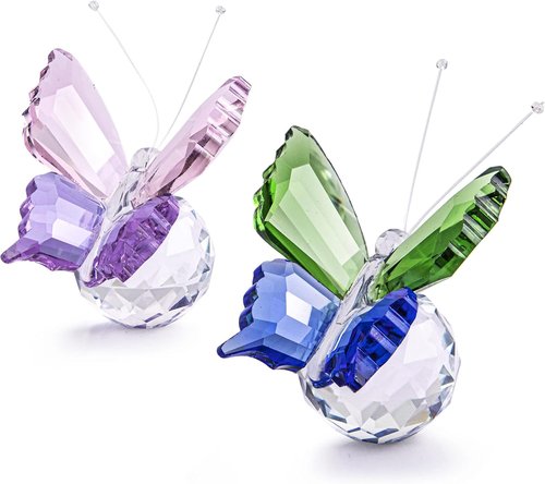 H&D Hyaline & Dora Crystal Butterfly Figurines - Handmade K9 Glass Decor | Perfect Wedding Gifts