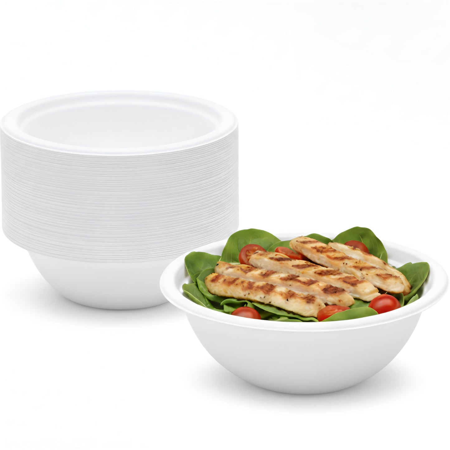 Nicole Home Collection Compostable Heavy Duty 12 oz Disposable Paper Bowls 100% Bagasse Biodegradable Eco-Friendly Natural Sugarcane 100 Count