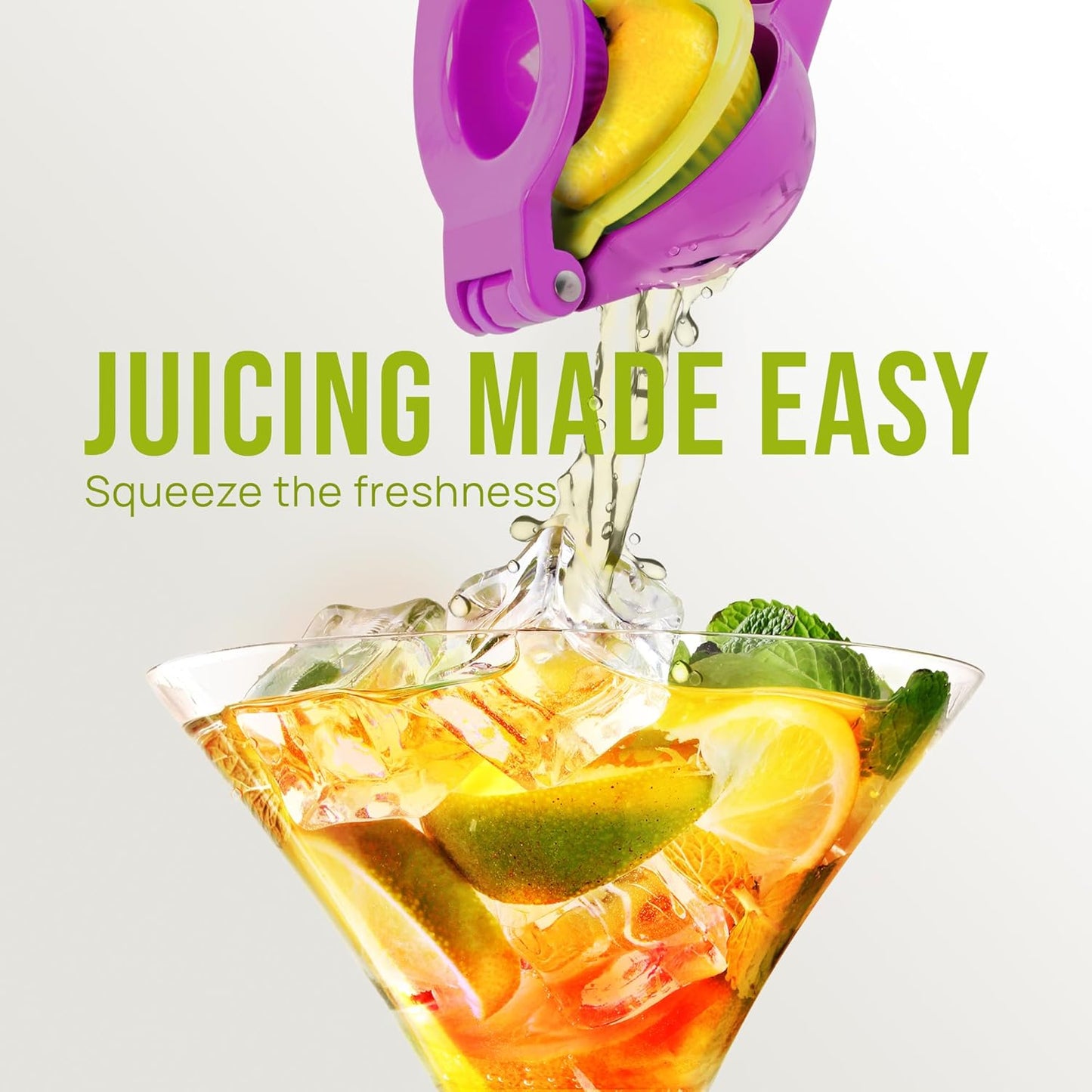 Zulay Kitchen 2-in-1 Lemon Squeezer - Sturdy Manual Juicer for Maximum Juice Extraction - Purple/Yellow