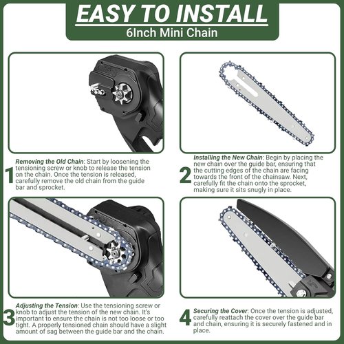 6 Inch Chainsaw Chain by [Brand Name] - 1/4" LP Pitch, .043'' Gauge, 37 Drive Links | Replacement for Mini Cordless Electric Chainsaws