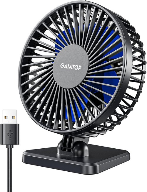 Gaiatop USB Desk Fan - Powerful Mini Portable Fan with 3 Speeds | Adjustable for Home, Office, Travel - Blue