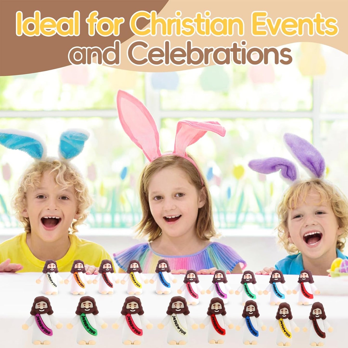 Little Jesus Figures by [Brand Name] - Mini Jesus Figurines for Sunday School | 100-Pack Rubber Toys for Easter Gifts