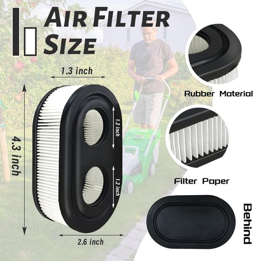 B&S Air Filter - Compatible Replacement for 798452 & 334404 - Fits TB110, TB200, TB230 Lawnmowers - 2 Pack