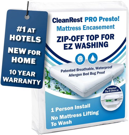 CleanRest PRO Zip-Off Top Mattress Encasement | Waterproof Twin Size Protector - Bed Bug & Allergen Proof