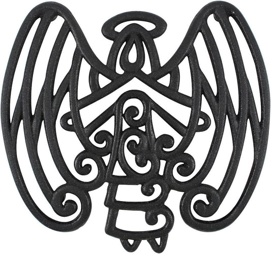 Cast Iron Angel Trivet for Kitchen & Dining Table - Black Decorative Wall Art