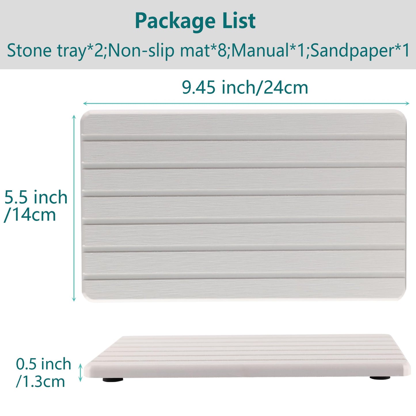 NiuYichee 2 PCS Water Absorbent diatomite Coasters, 9.5" x 5.5" Water Absorbing Stone Tray for Sink, Stone Drying mat for Kitchen Counter, Stone soap Tray Used for Hand Soaps & toiletries & Plants