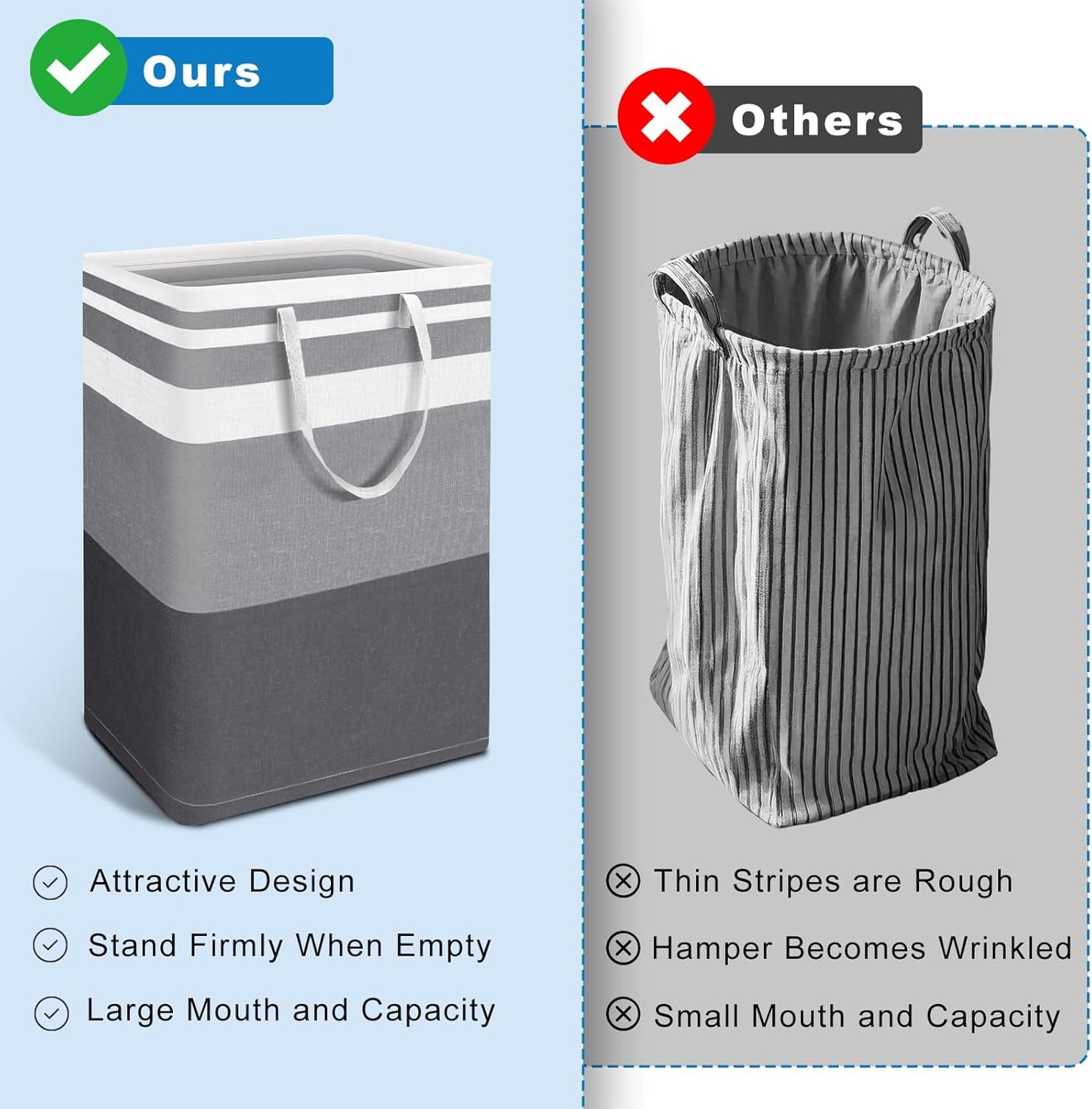 Skiennix Large Waterproof Laundry Basket - Collapsible 75L Hamper with Extended Handles for Dorm & Family