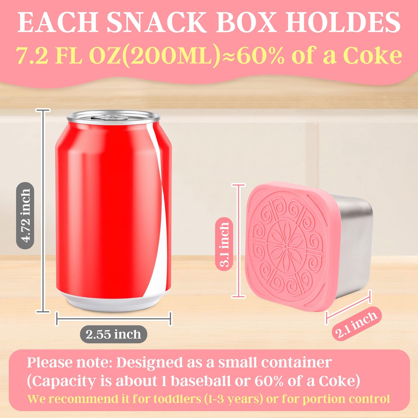 Qukaka Stainless Steel Snack Containers for Kids,7.2oz Easy Open Leak Proof Reusable Snack Box Container with Lids,Small Lunch Containers for Meal Prep,School,Picnic and Travel-3Pack