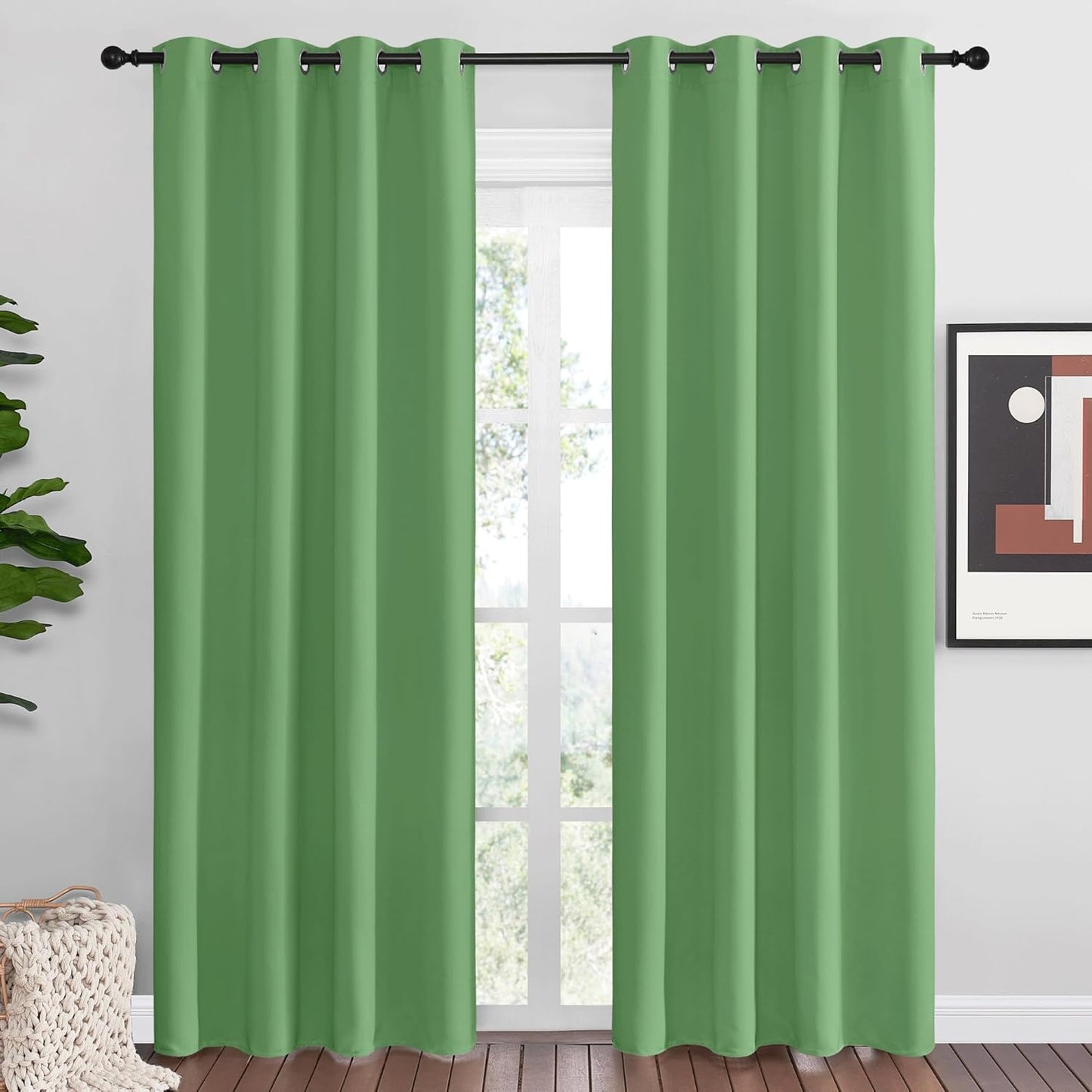 NICETOWN Forest Green Blackout Curtains - Thermal Insulated Long Drapes, 86" Length, 2 Panels, 55" Wide