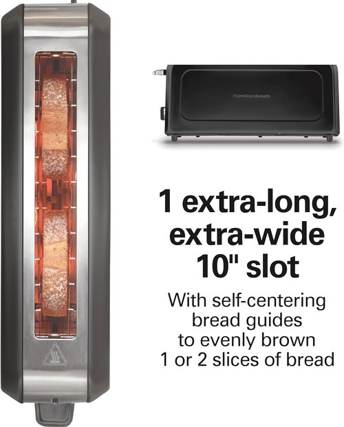 Hamilton Beach 2-Slice Toaster - Extra Wide Long Slots, 7 Browning Shades, Bagel Function, Black