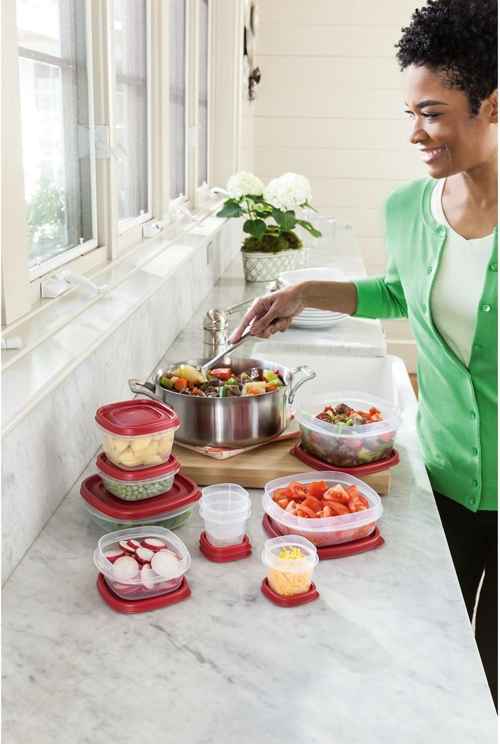 Rubbermaid Easy Find Lids Food Storage Containers - 18-Piece Set in Racer Red | Durable & Convenient