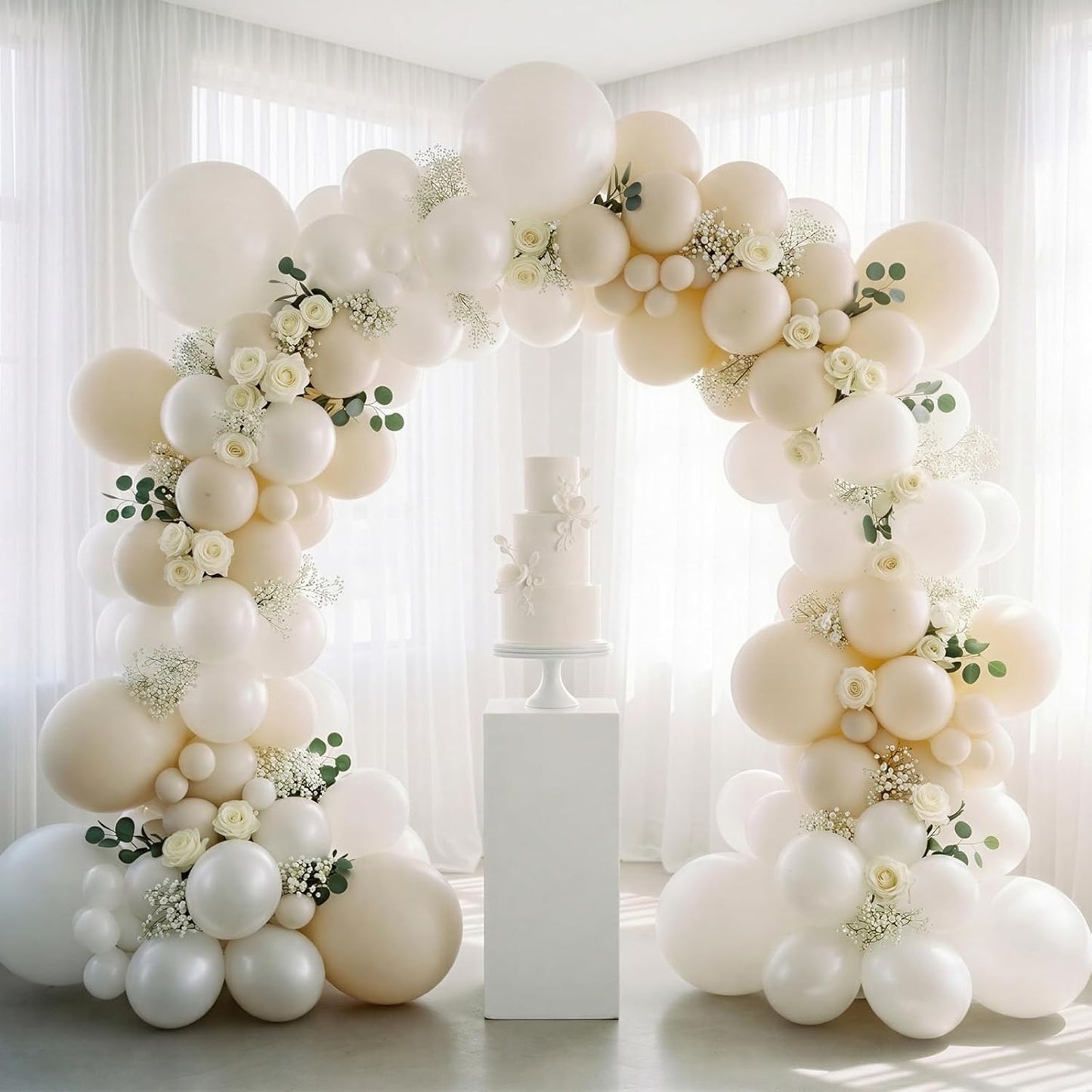 RUBFAC Pearl White Balloons - 120pcs 12-Inch White Latex Balloons for Parties & Weddings