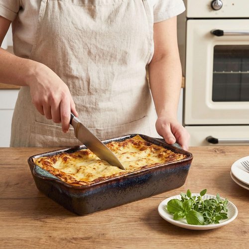 **Regine Switzerland Ceramic Casserole Baking Dish - 2 Quart Oven Safe Bakeware | Durable Lasagna Pan, 10 x 8 Inch**