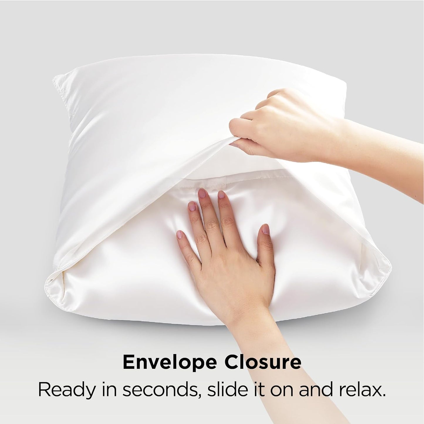 Bedsure Satin Pillowcases - Queen Size Set of 2 | Pure White Cooling Pillow Cases for Sleep, 20x30 Inches