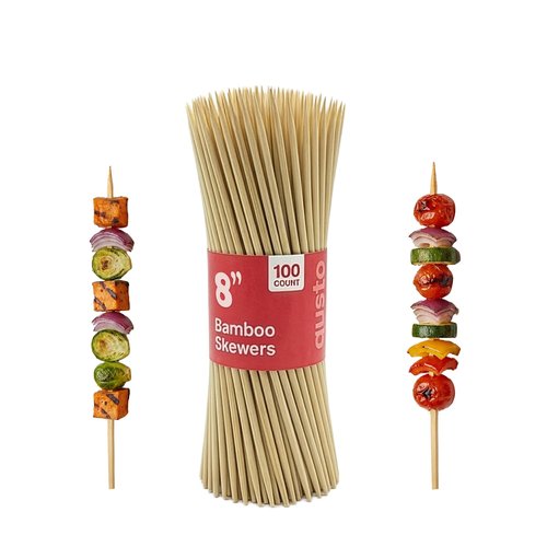 GUSTO [8 Inch - 100 Count] Bamboo Skewers for Shish Kabob, Grilling, Fruits, Appetizers, and Cocktails (Formerly Comfy Package)