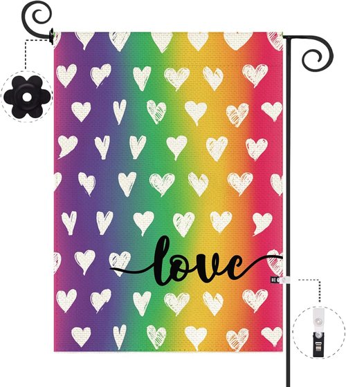 Baccessor LGBTQ Garden Flag - Double-Sided Rainbow Design for Outdoor Decoration | 12.5 x 18 Inch