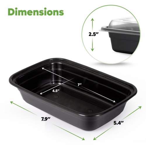GUSTO [24 oz - 50 Count 1-Compartment Meal Prep Containers with Lids – Reusable, Microwaveable, Dishwasher & Freezer Safe, BPA-Free Food Storage Boxes for Portion Control (Formerly Comfy Package)