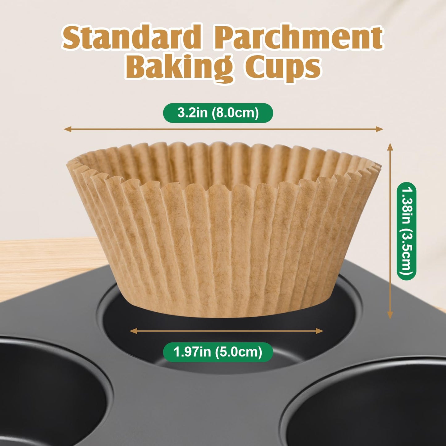 VISRIE Standard Muffin Liners 2000Pcs, Natural Parchment Paper Cupcake Liners for Baking, No Smell, Grease-Proof Muffin Cups, Food-grade Baking Cups for Cupcakes, Muffins, Nuts