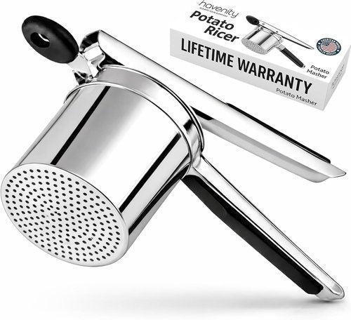 Heavy Duty Stainless Steel Potato Ricer by [Brand Name] - 15oz Masher for Smooth Mashed Potatoes | Non-Slip Baby Food Squeezer & Kitchen Gadget