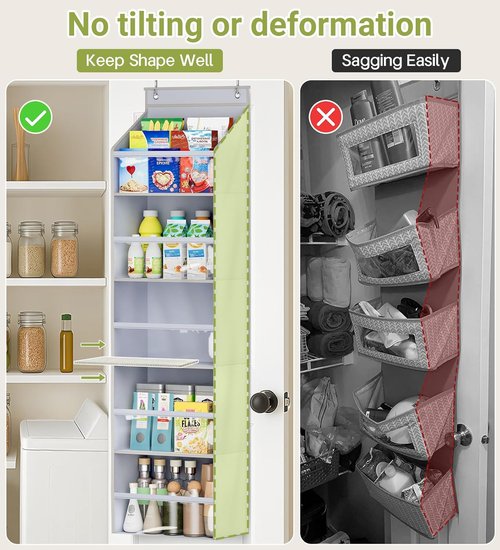 AOODA Over The Door Organizer - Large Capacity Hanging Storage with Clear Deep Pockets | Ideal for Nursery, Bathroom, Bedroom, Pantry (Grey)