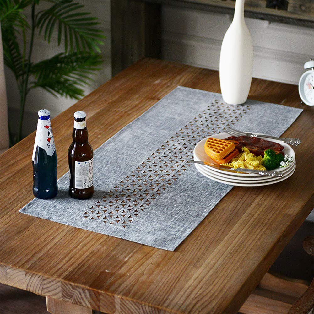 ARTABLE Rectangle Table Runners Fabric Home Garden Table Runner with Well-Trimmed Edge for Picnics Indoor and Outdoor Dining Holiday Long Tables (Gray, 16 x 36 Inch)