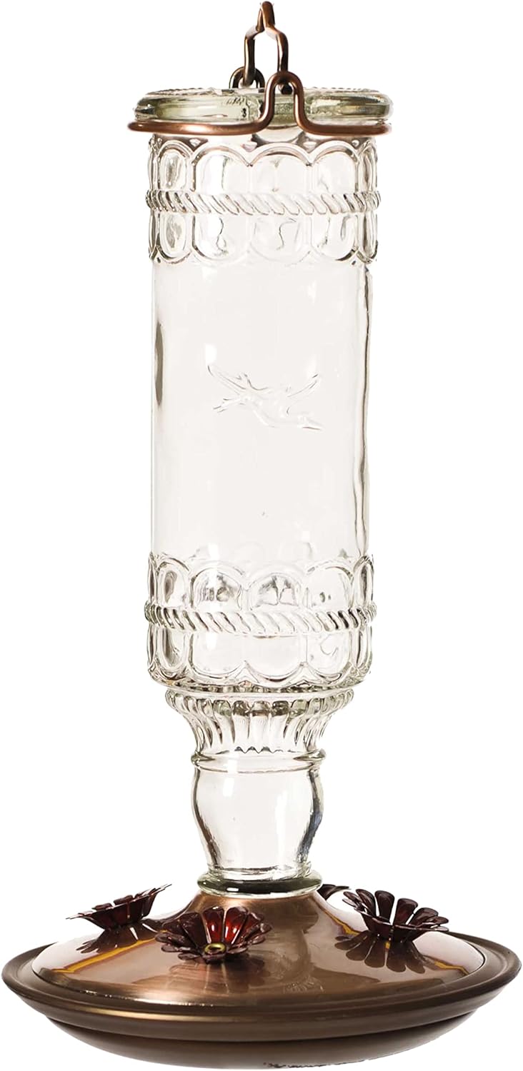 Perky-Pet Hummingbird Feeder - Antique Glass Bottle Design | 10 Fl Oz Nectar Capacity - Durable Outdoor Décor