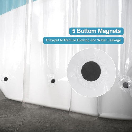 EurCross 9G Clear Shower Curtain Liner - Heavy Duty PEVA Plastic, 72 x 78 Inches, 5 Magnet Weights & 12 Hooks