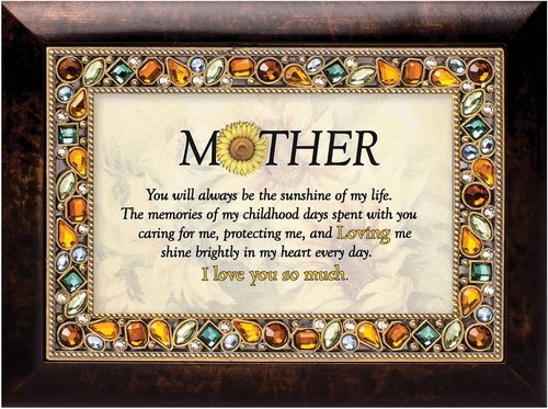 Cottage Garden Jeweled Music Box - Burlwood Finish Plays "You Are My Sunshine" Tune