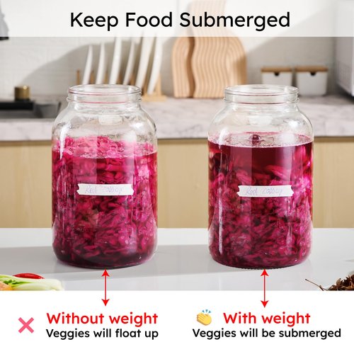 Jillmo Fermentation Weight for 3.8'' Opening Gallon Jars, Large and Heavy Glass Fermenting Weights for Making Sauerkraut, Kimchi, Carrots, 3.7inch, Pack of 2